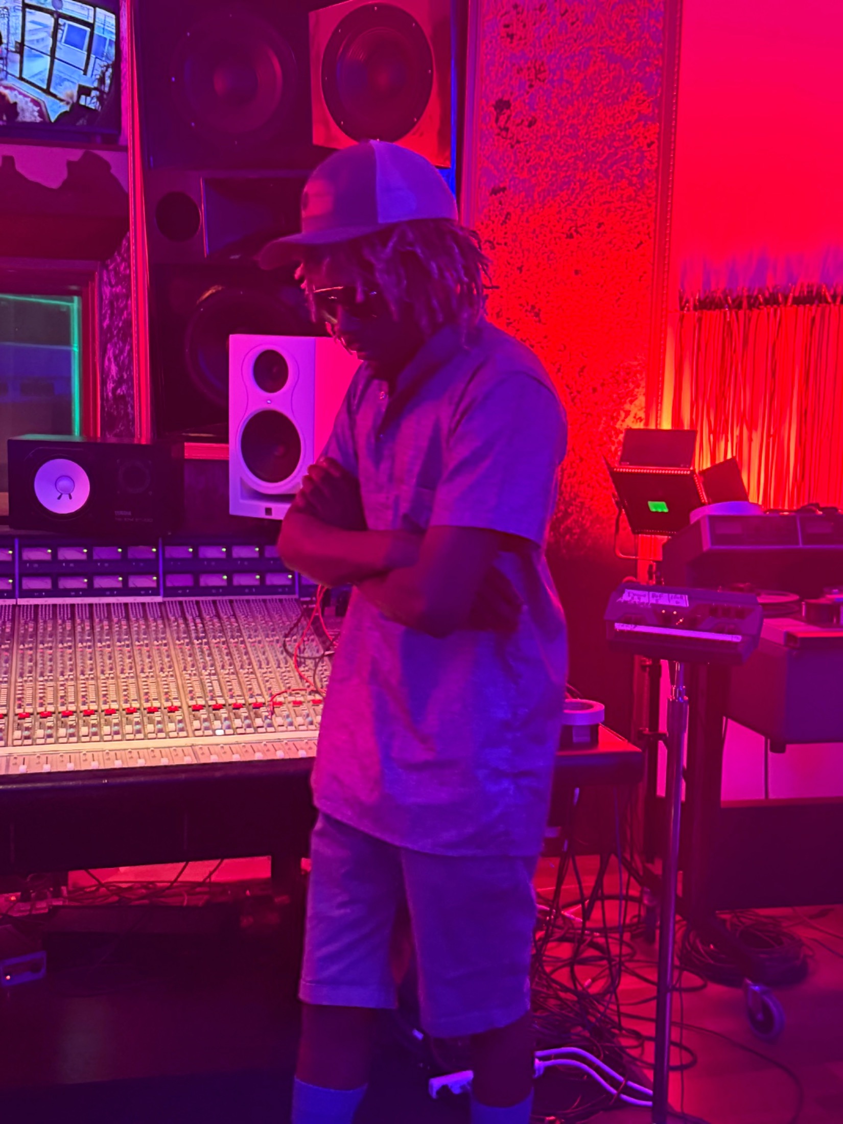 Prince Desire inside a recording studio for Afri Kingdom.