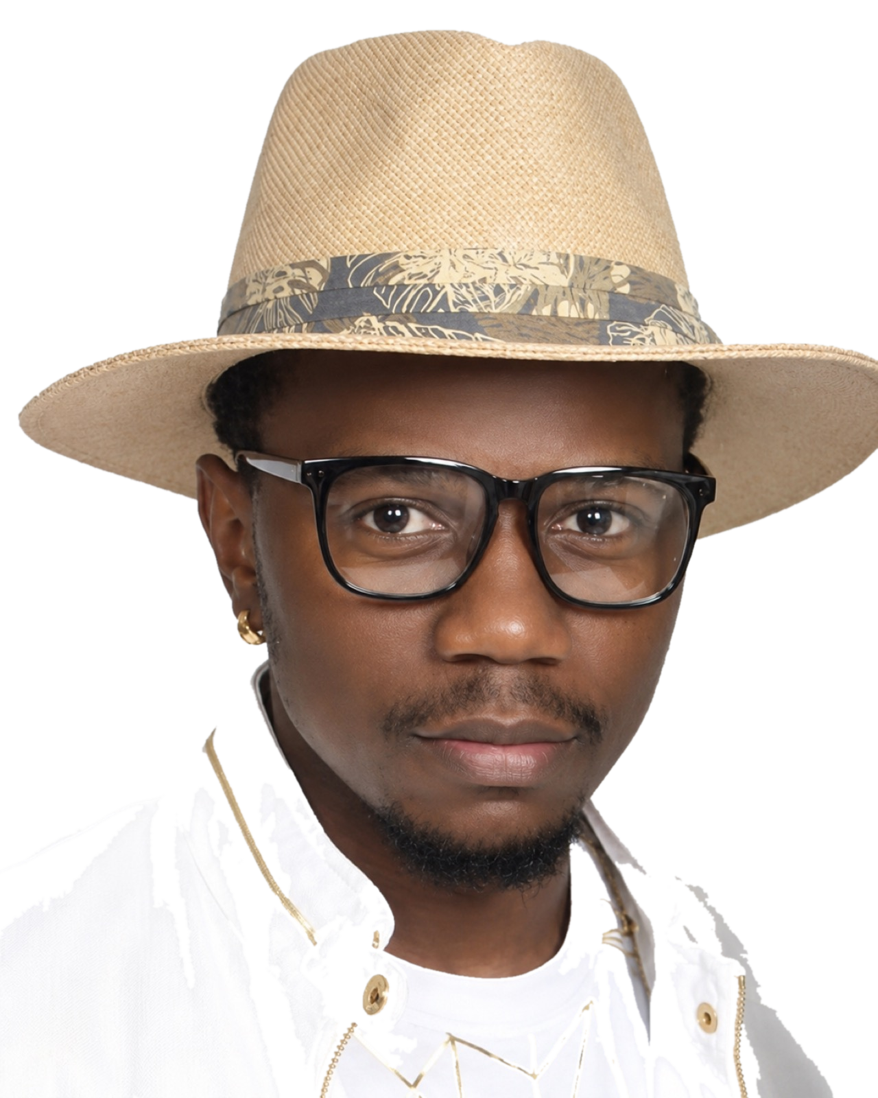 Prince Desire Magomo in a refined Afri Kingdom founder portrait with transparent background.